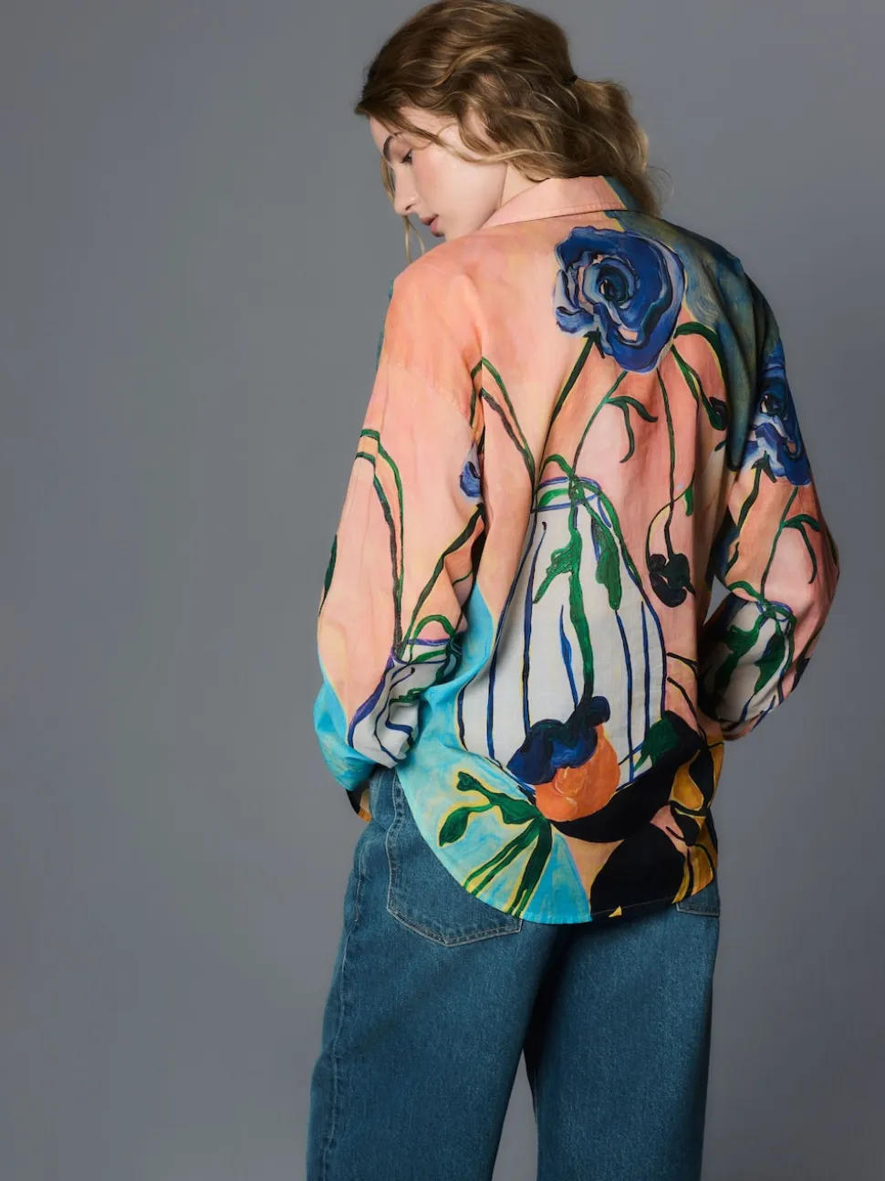 Elizabeth Power Artist Print - Ruimvallend lichtgewicht katoenen overhemd met lange mouwen