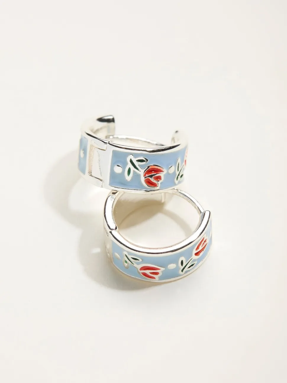 FatFace Enamel Floral Hoop Earrings