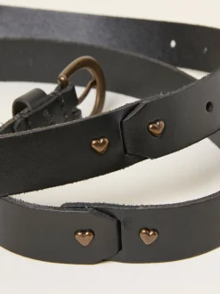 FatFace leren riem met hartvormige studs