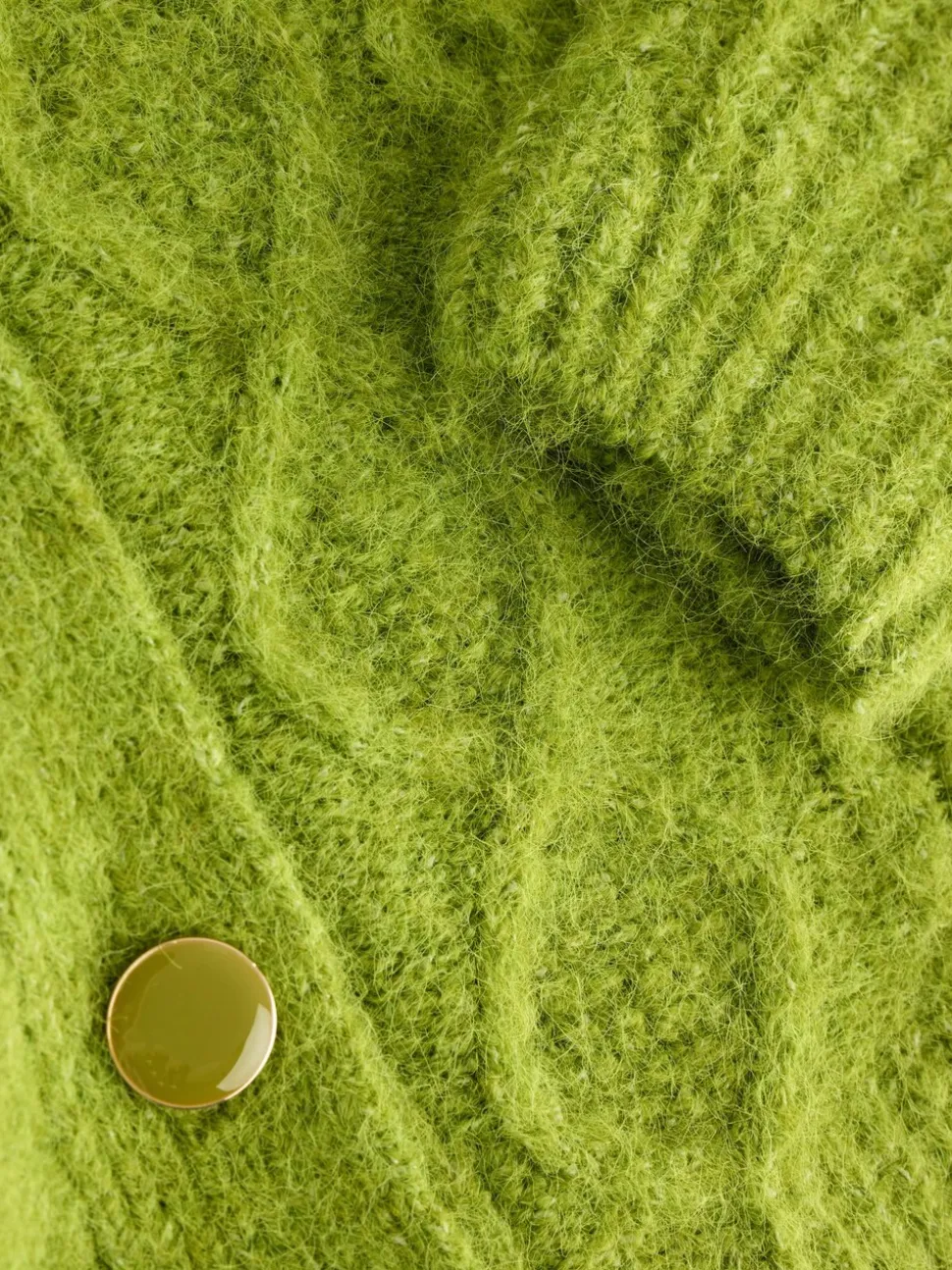 Felgroen - Wolblend kabelgebreide vest met kraag