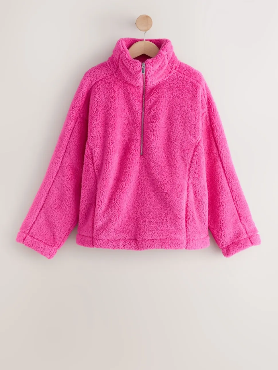 Felroze - Borg fleece met korte rits