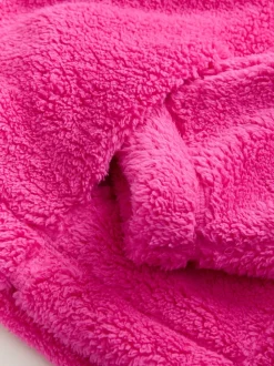 Felroze - Borg fleece met korte rits
