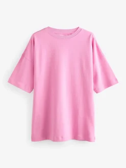 Felroze - Relaxt dik lang T-shirt