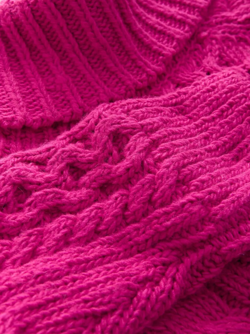 Felroze - Roll Neck Cable Longline Jumper with Wool