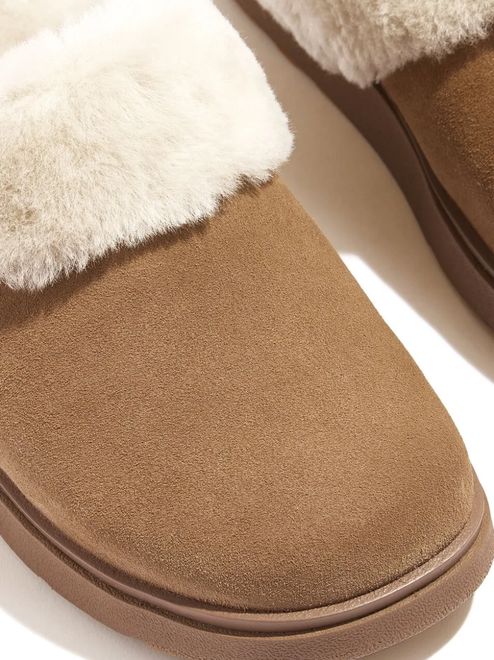 FitFlop Gen-FF Shearling-Collar Suede Slippers