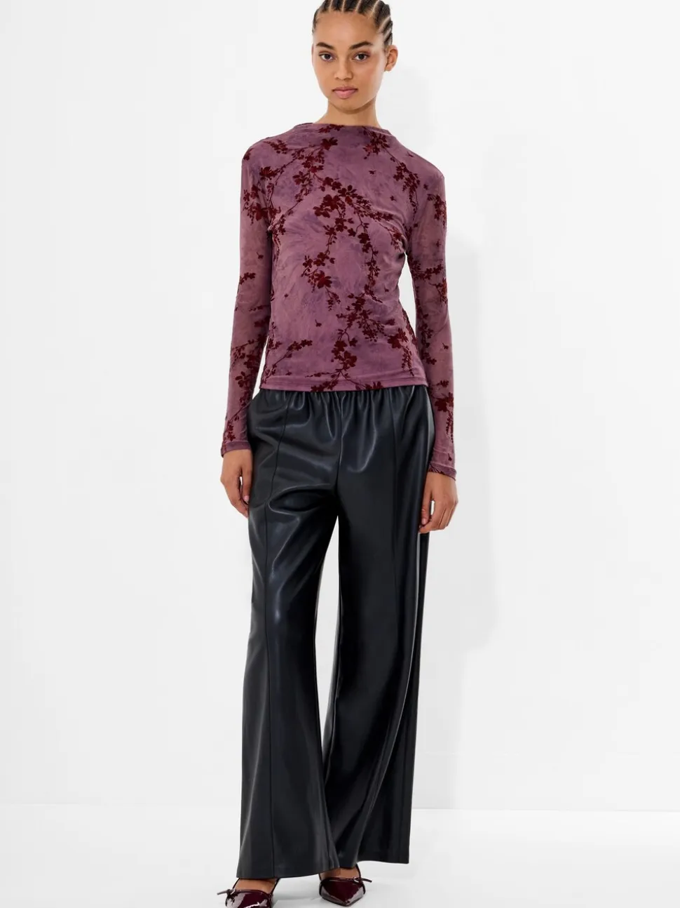 French Connection Kenny Mesh Velvet Burnout Top