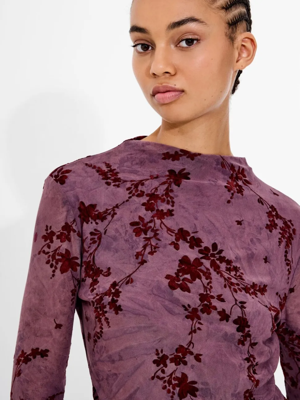 French Connection Kenny Mesh Velvet Burnout Top