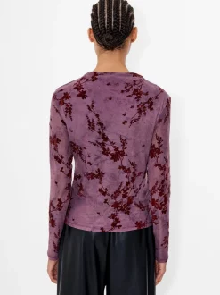 French Connection Kenny Mesh Velvet Burnout Top