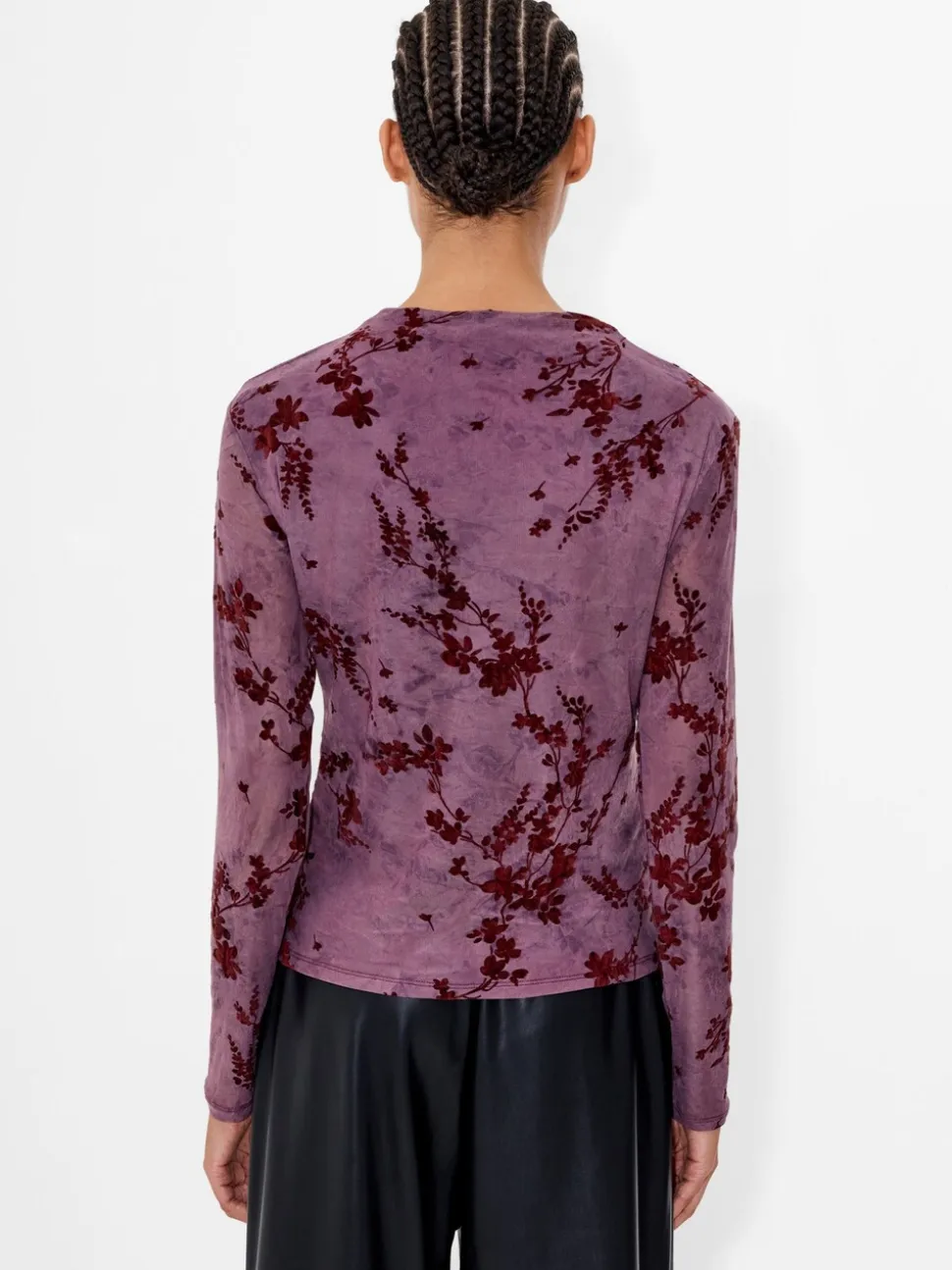 French Connection Kenny Mesh Velvet Burnout Top
