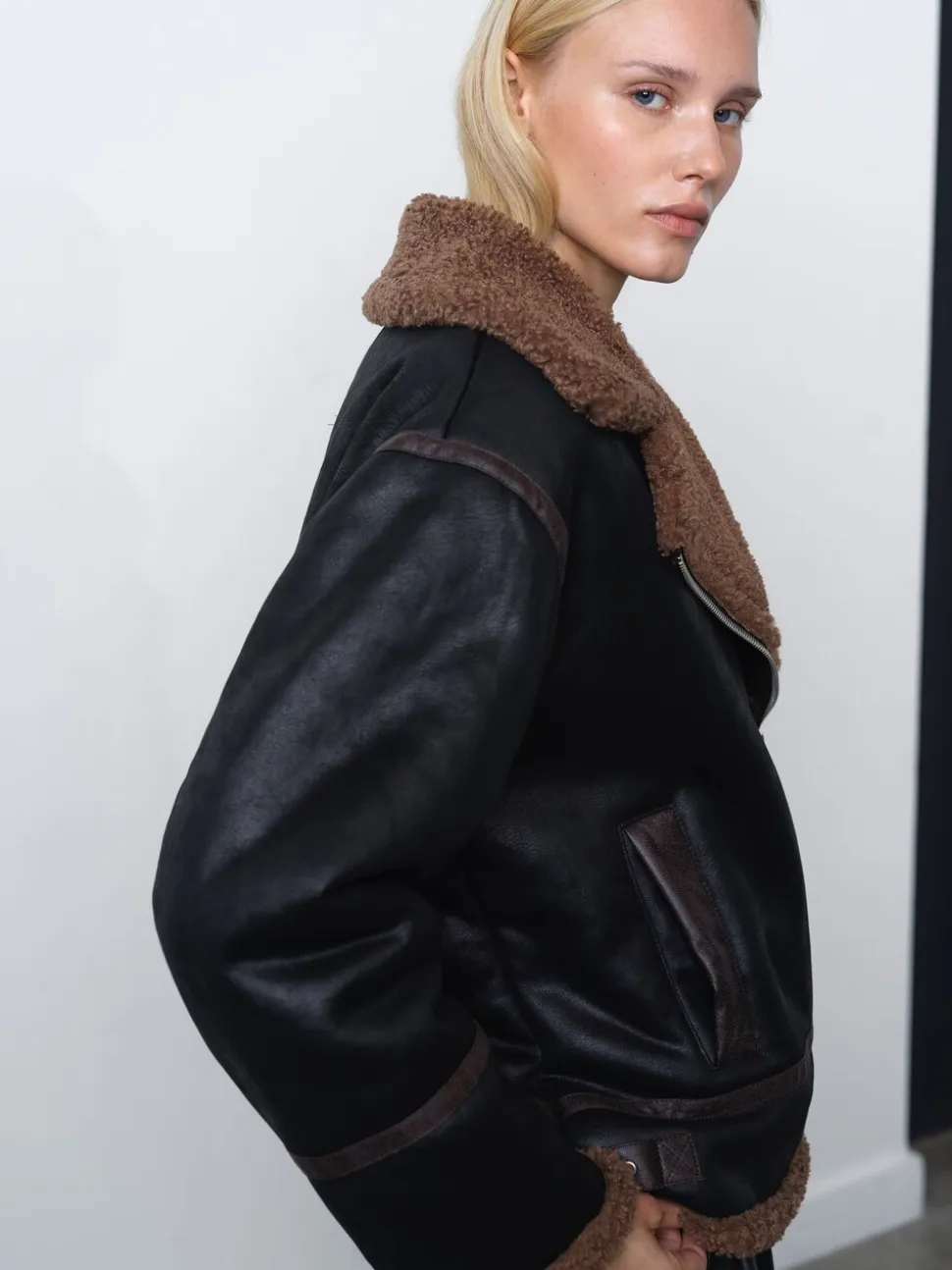 French Connection Suedette Zip Up Jacket
