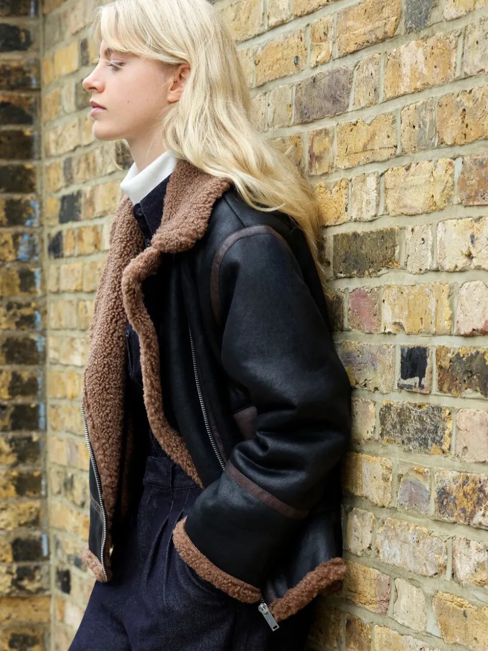 French Connection Suedette Zip Up Jacket