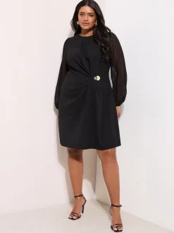 Friends Like These - Doorzichtige mini-jurk met hardwaredetail en lange mouwen