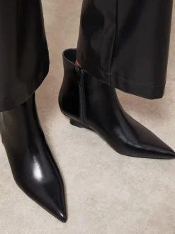 Friends Like These Faux Leather Low Wedge Formal Point Toe Ankle Boots