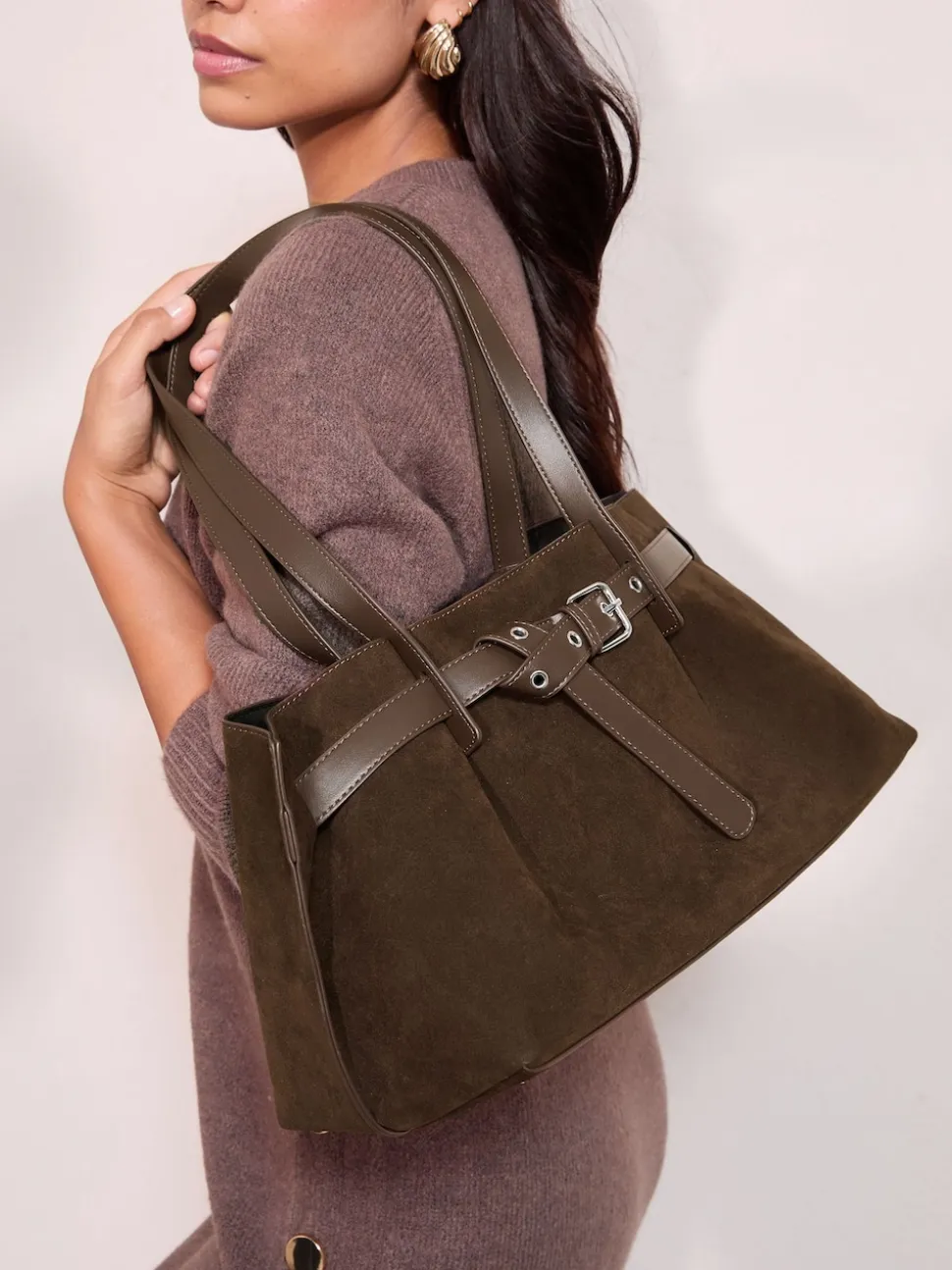 Friends Like These Faux Suede Slouch Tote Bag