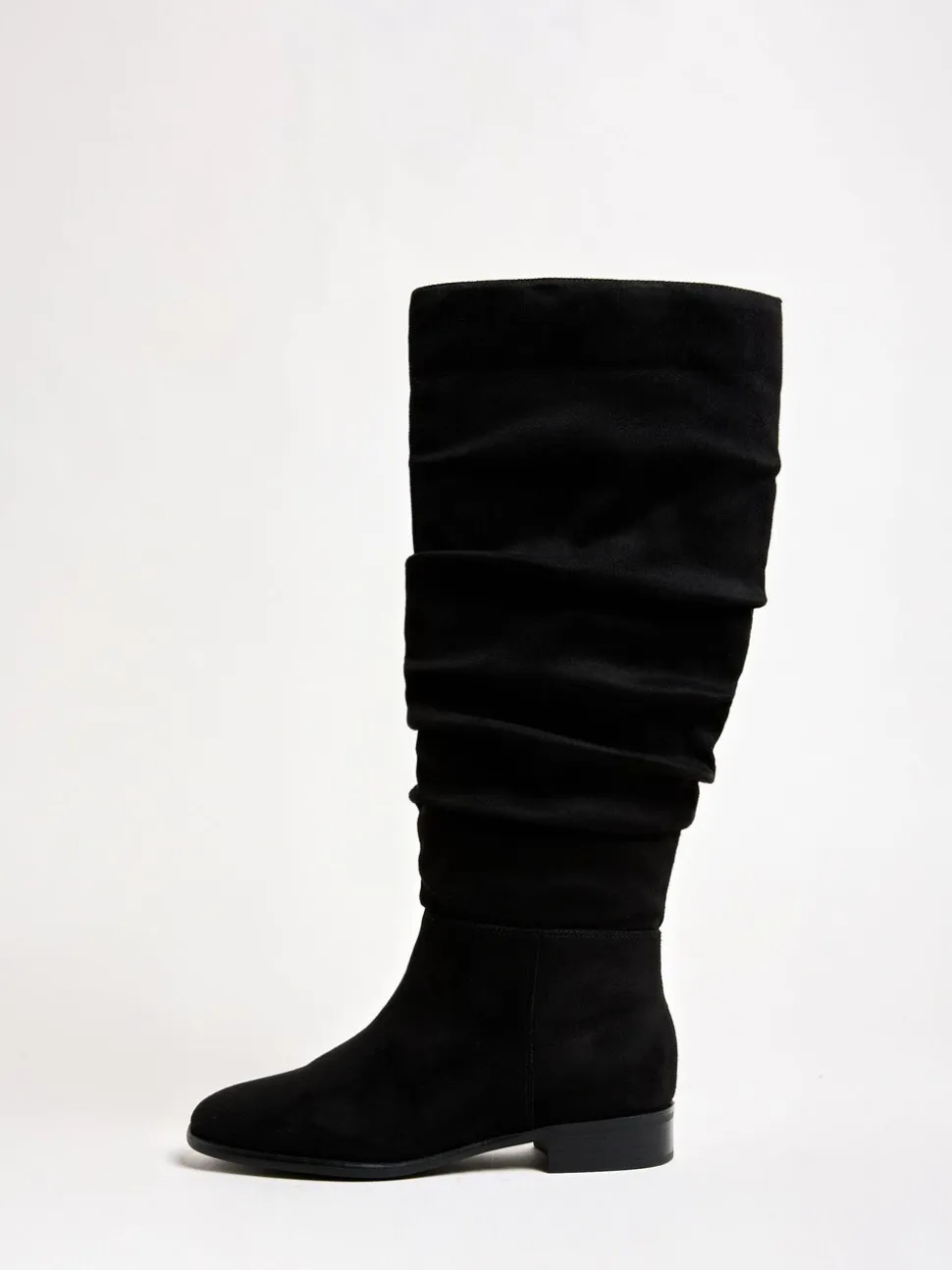 Friends Like These Flat Ruched Faux Suede Knee High Long Casual Boots