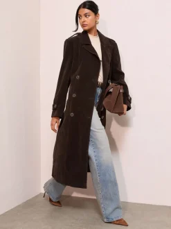 Friends Like These Imitatiesuède Maxi Trenchcoat Met ceintuur