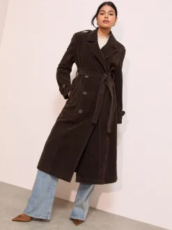 Friends Like These Imitatiesuède Maxi Trenchcoat Met ceintuur