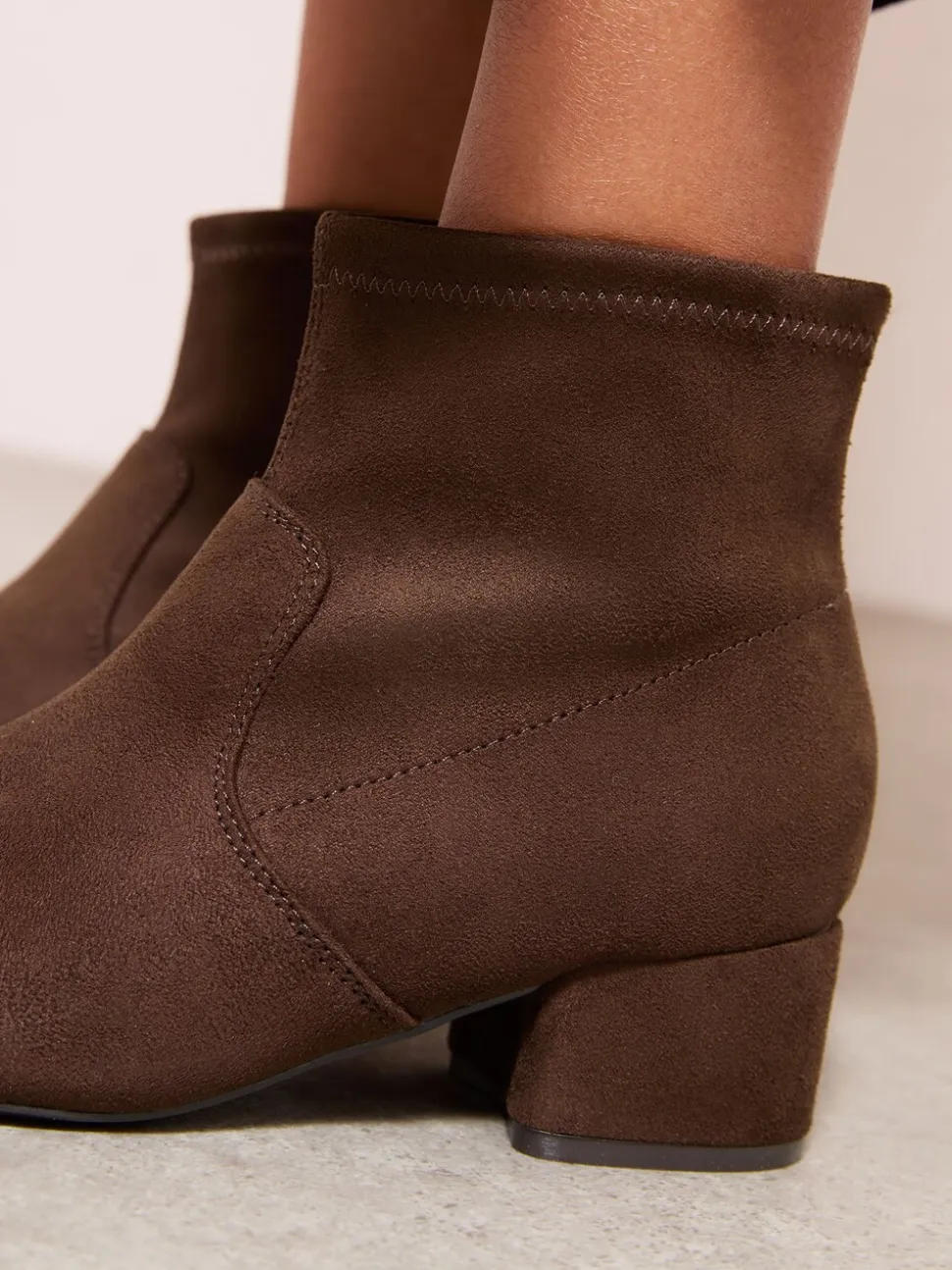 Friends Like These Low Block Heel Ankle Sock Boots