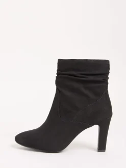 Friends Like These Mid Heel Ruched Faux Suede Ankle Boots