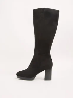 Friends Like These Platform Block Heel Knee High Faux Suede Long Boots
