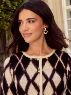 Friends Like These X Lucy Mecklenburgh Brushed Argyle Cardigan