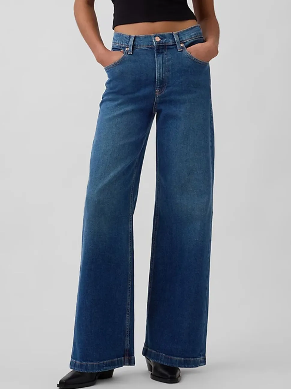 Gap Stride jeans met hoge taille en wijde pijpen