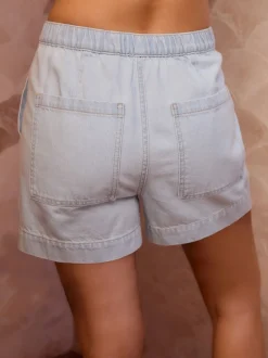 Gebleekt - Utility Lichtgewicht 100% katoenen denim shorts