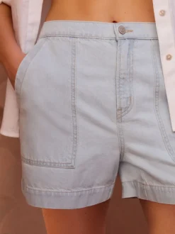 Gebleekt - Utility Lichtgewicht 100% katoenen denim shorts