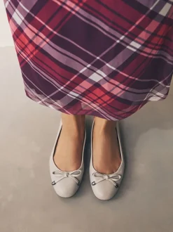 Gebroken wit - Leren Ballerina's met ronde neus