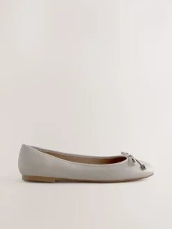Gebroken wit - Leren Ballerina's met ronde neus