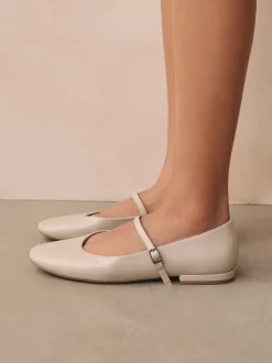 Gebroken wit - Mary Jane-schoenen met ronde neus