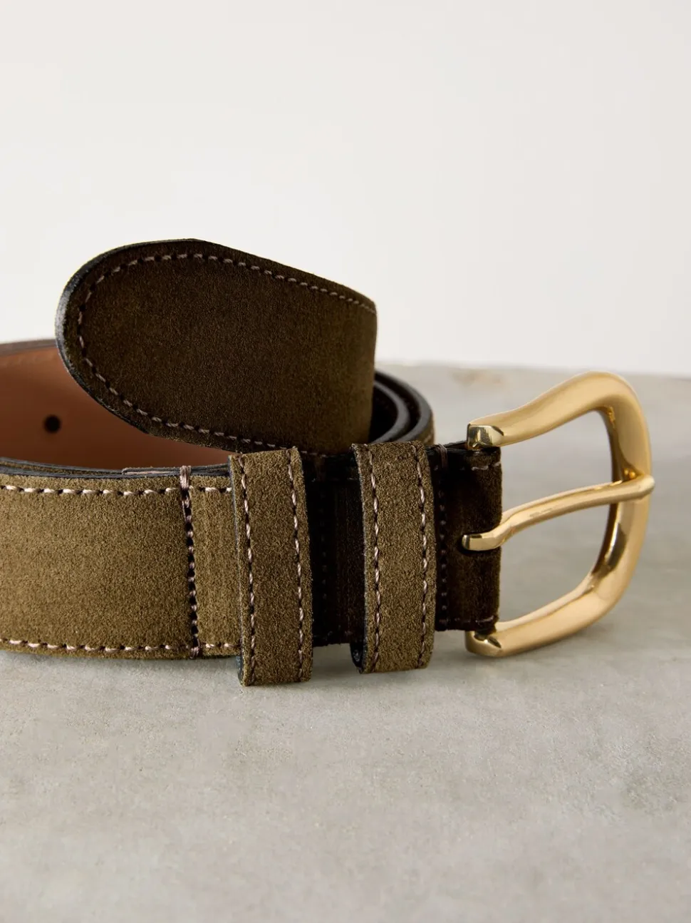 Gedempt groen - N. Premium Made in Italië suède riem