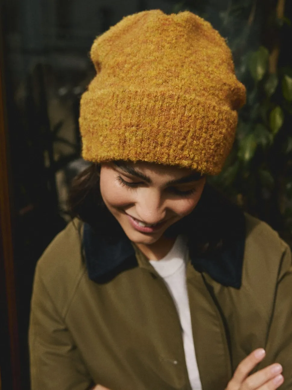 Geel - Boucle Knitted Beanie Hat