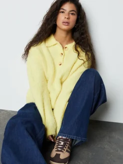 Geel - Boucle Long Sleeve Polo Jumper