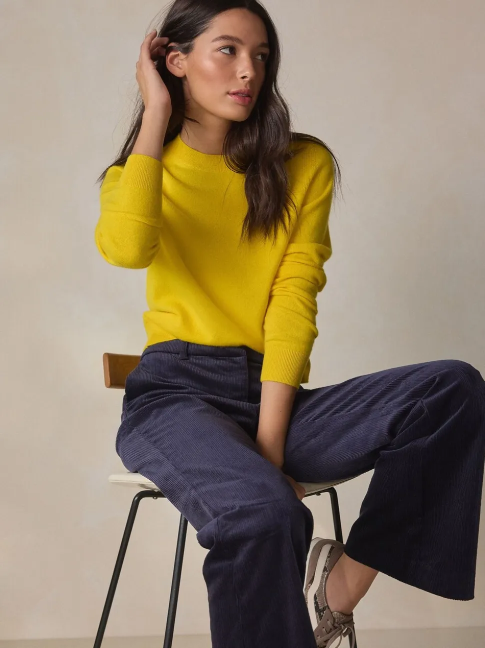 Geel - N.Premium 100% Cashmere Crew Neck Jumper