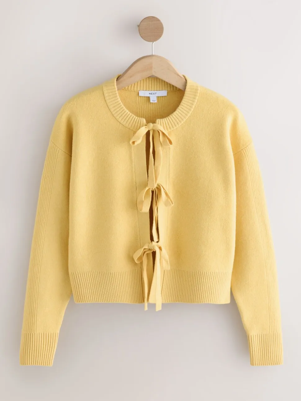 Geel - Supersoft Tie Front Knitted Cardigan