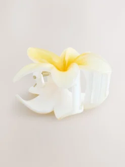 Geel/wit - Bloemvormige klauw haarclip