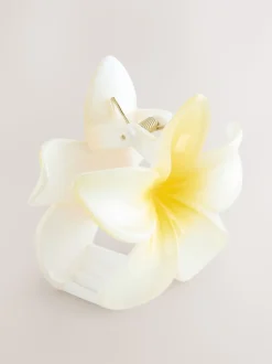 Geel/wit - Bloemvormige klauw haarclip