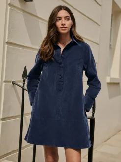 Gewassen indigoblauw - Cord Overhead Mini Dress
