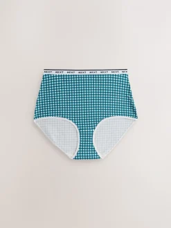 Gingham-print - 7 Katoenen slipjes met logotailleband