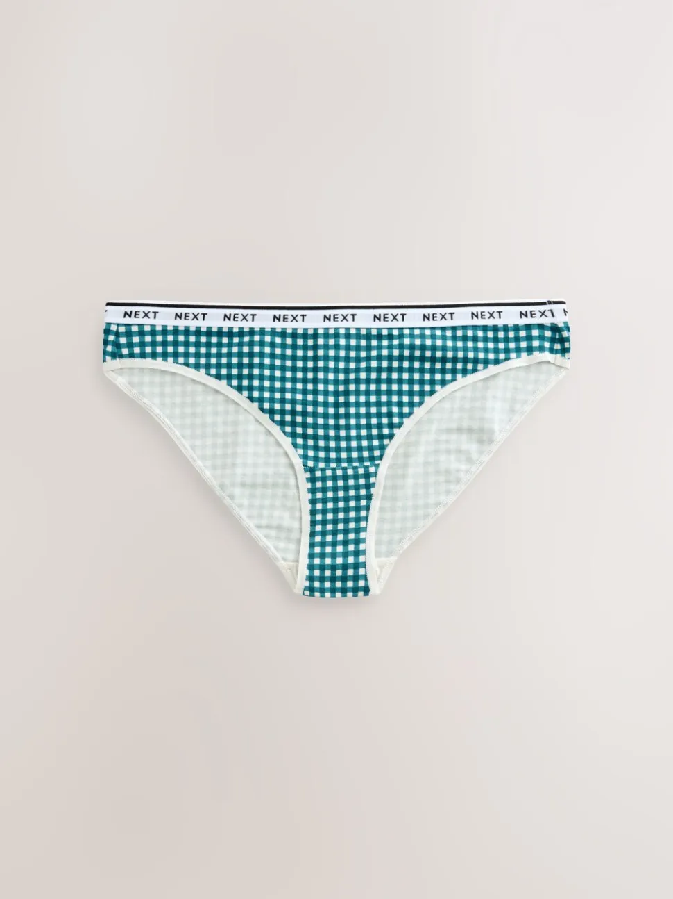 Gingham-print - 7 Katoenen slipjes met logotailleband