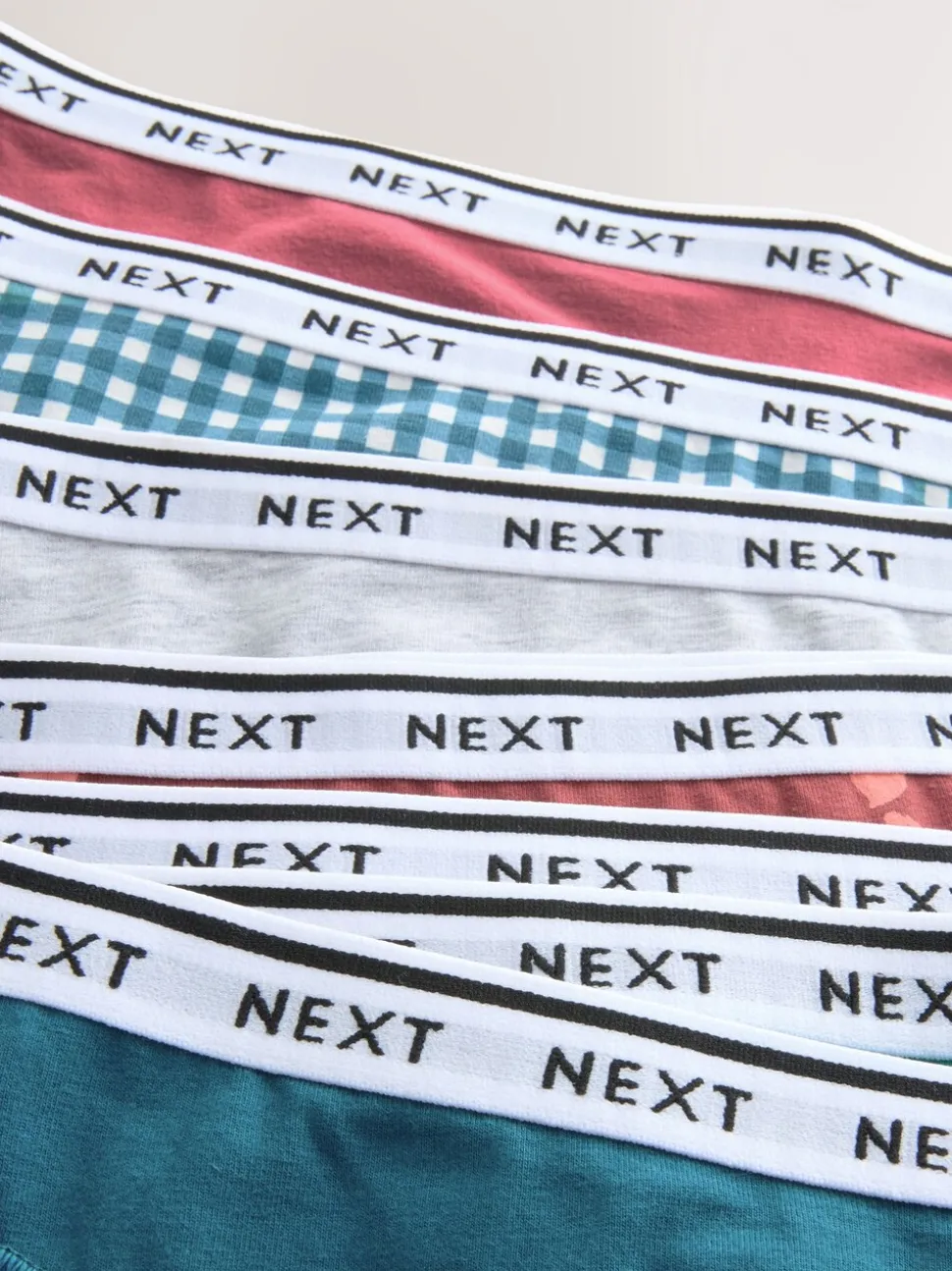 Gingham-print - 7 Katoenen slipjes met logotailleband
