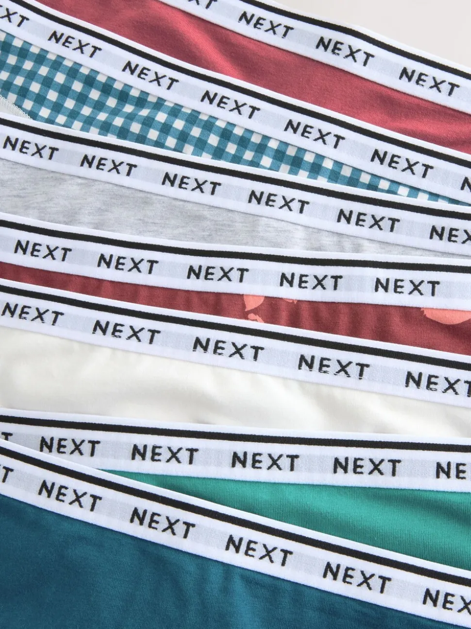 Gingham-print - 7 Katoenen slipjes met logotailleband