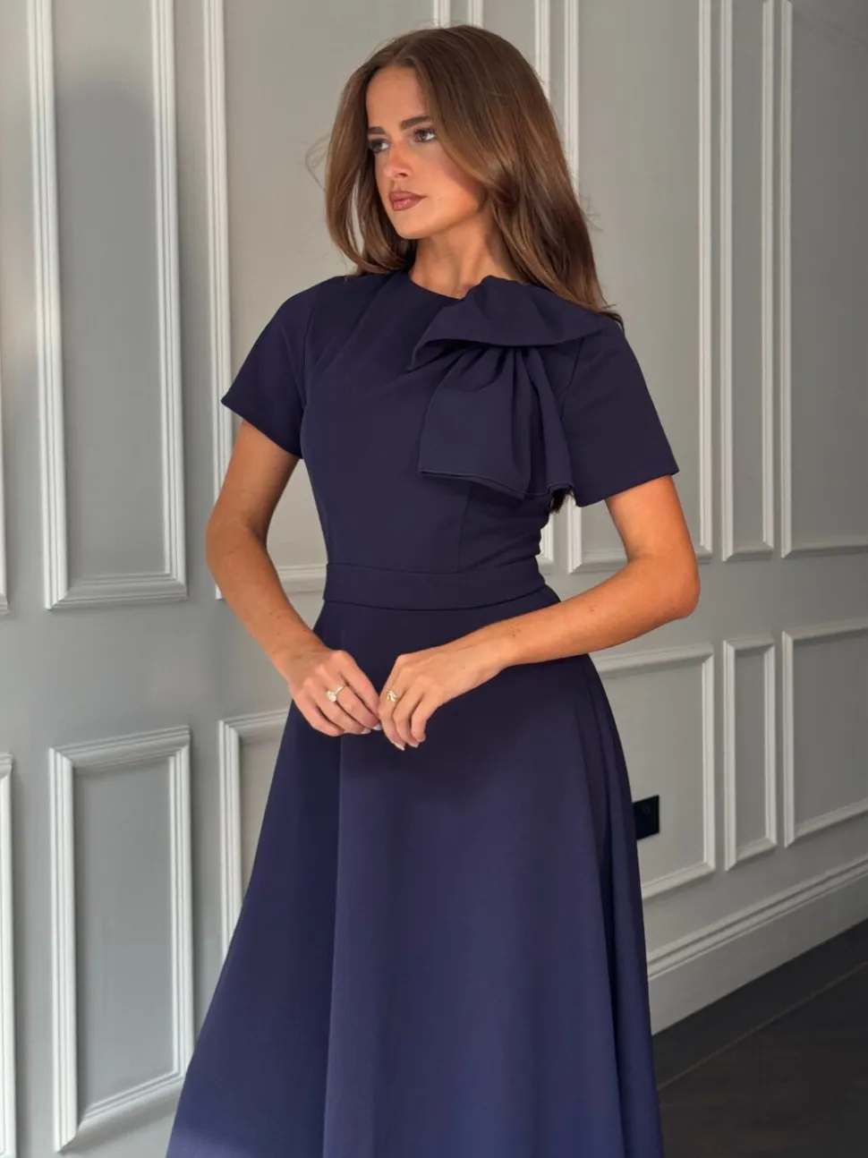 Girl In Mind Minta Bow Detail Short Sleeve Midi Dress