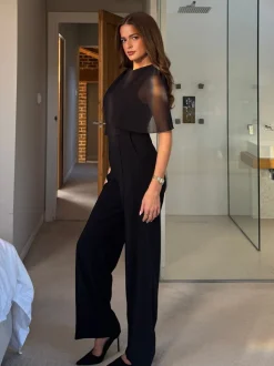 Girl In Mind Vivienne Cape Detail Stretch Jumpsuit