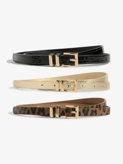 Gold, Leopard & Black - Lipsy Skinny Belts 3 Pack