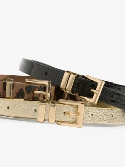 Gold, Leopard & Black - Lipsy Skinny Belts 3 Pack
