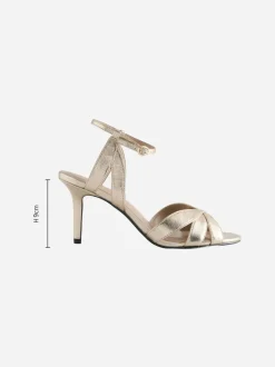 Goud - Forever Comfort® Leather Lattice Front Heeled Sandals