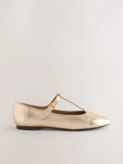 Goud - Forever Comfort® leren T-Bar Mary Jane-schoenen