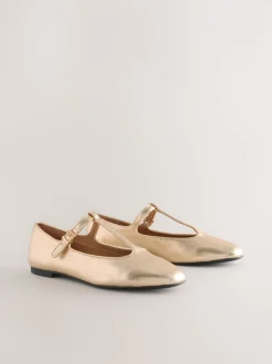 Goud - Forever Comfort® leren T-Bar Mary Jane-schoenen